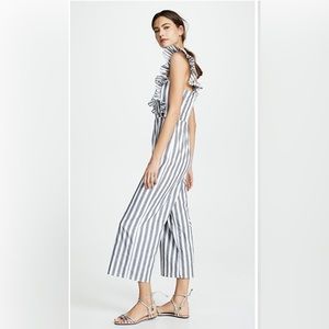 FLORA STRIPE JUMPSUIT charcoal/white SOLD OUT AIZW XS like new! Perfect  ♥️